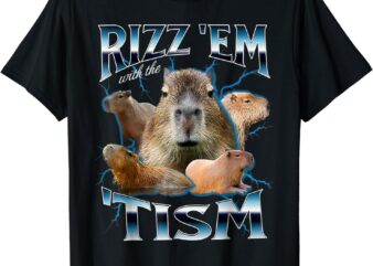 Rizz Em With The Tism Capybara Funny Oddly Dank Meme T-Shirt