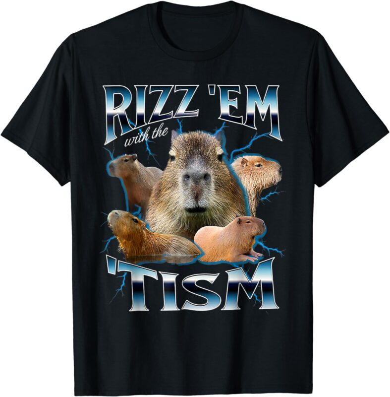 Rizz Em With The Tism Capybara Funny Oddly Dank Meme T-Shirt
