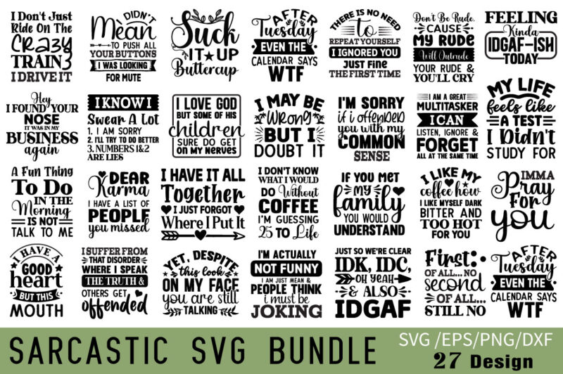 Sarcastic T-shirt Bundle Sarcastic SVG Bundle