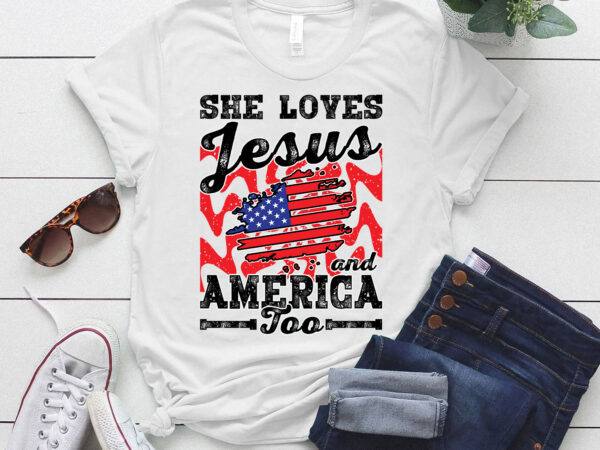 She loves jesus and america too, happy 4th of july, usa christian ltsd t shirt template vector