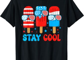 Stay Cool 4Th July Shirt Popsicle American Flag Boy Toddler T-Shirt