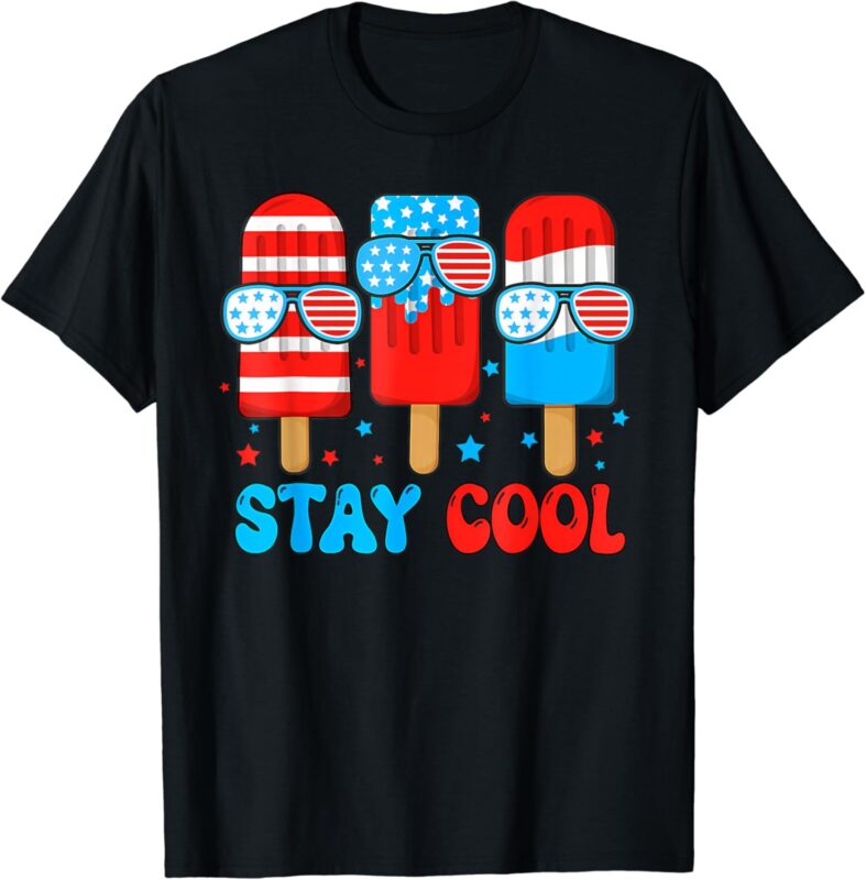 Stay Cool 4Th July Shirt Popsicle American Flag Boy Toddler T-Shirt