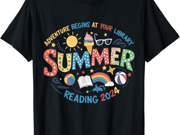 Summer reading program 2024 adventure begins at your library t-shirt