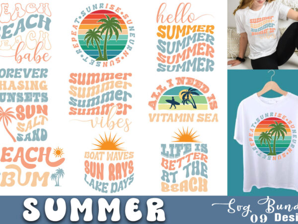 Retro summer t-shirt bundle retro summer svg bundle