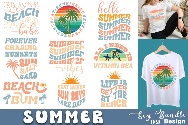 Retro Summer T-shirt Bundle Retro Summer Svg Bundle