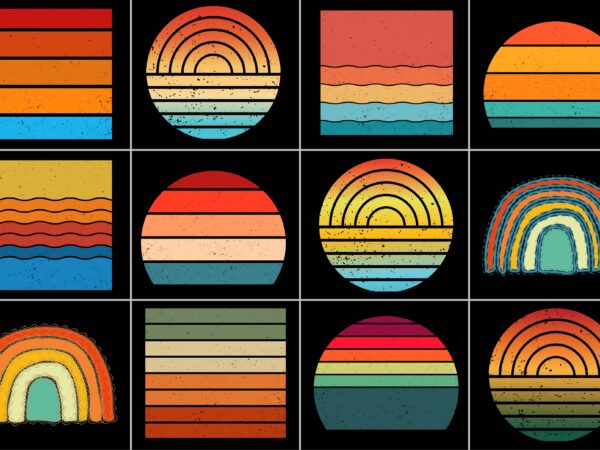 Sunset retro style grunge background t shirt template vector