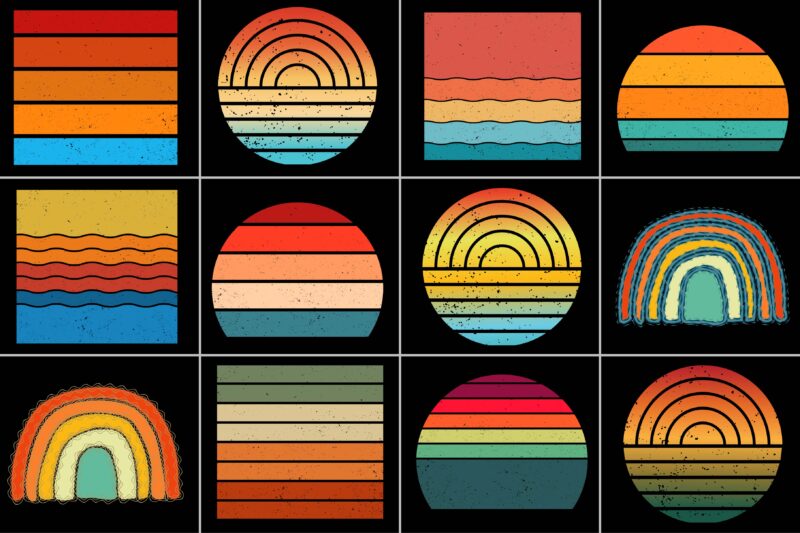 Sunset Retro Style Grunge Background