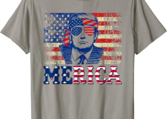 TRUMP MERICA Shirts Fourth 4th Of July Trump American Flag T-Shirt