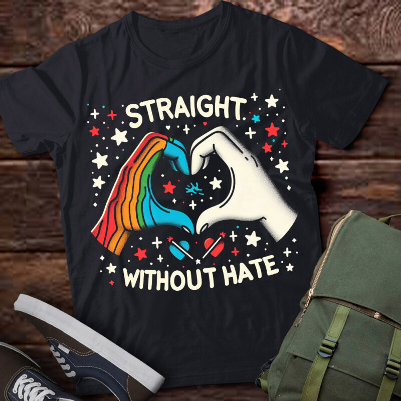TU4 Straight Without Hate Funny Heart Rainbow LGBT