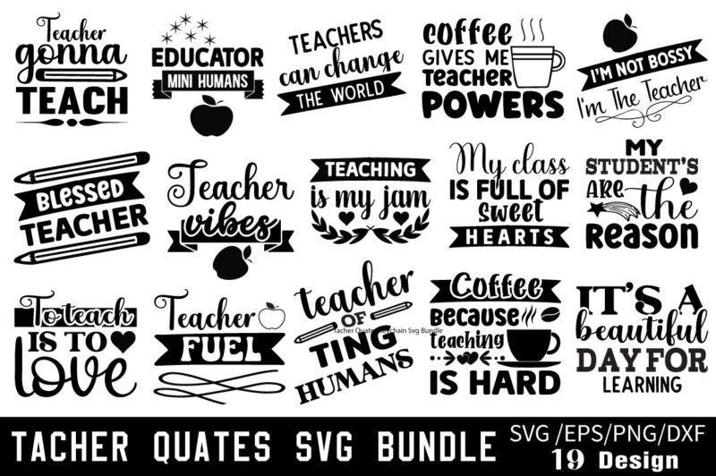 Tacher Quates T-shirt Bundle Tacher Quates SVG Bundle