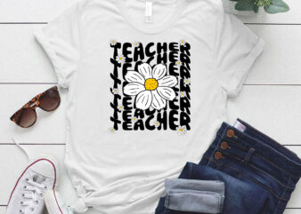 Teacher Daisy Floral Teacher Retro Teaching Groovy Teacher lts-d t shirt designs for sale