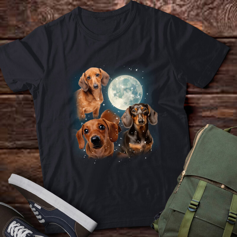 Three Dachshund Vintage Graphic T-shirts, Retro Moon Dachshund Tshirt, Dachshund Lovers, Funny Dachshund Tee, Dachshund Gifts LTSD