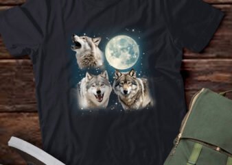 Three Wolf Vintage Graphic T-shirts, Retro Moon Wolf Tshirt, Wolf Lovers, Funny Wolf Tee, Wolf Gifts LTSD