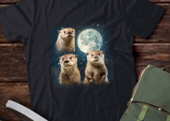 Three Otter Vintage Graphic T-shirts, Retro Moon Otter Tshirt, Otter Lovers, Funny Otter Tee, Otter Gifts LTSD