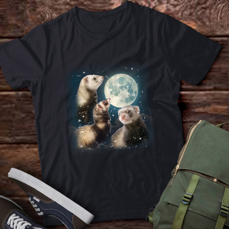 Three Ferret Vintage Graphic T-shirts, Retro Moon Ferret Tshirt, Ferret Lovers, Funny Ferret Tee, Ferret Gifts LTSD