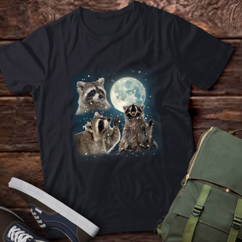 Three Raccoons Vintage Graphic T-shirts, Retro Raccoon Moon Tshirt, Raccoon Lovers, Funny Raccon Tee, Oversized Washed Tee, Raccoon Gifts LT