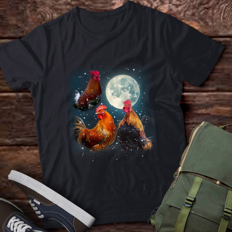 Three Rooster Vintage Graphic T-shirts, Retro Moon Rooster Tshirt, Rooster Lovers, Funny Rooster Tee, Rooster Gifts LTSD