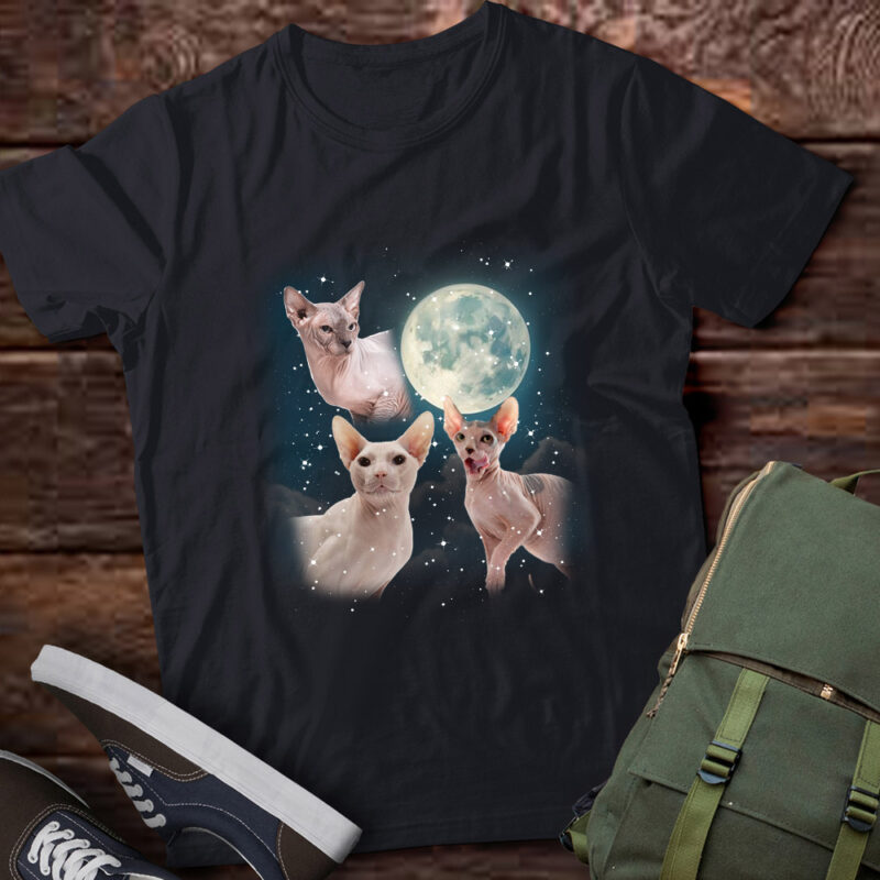 Three Sphynx Cat Vintage Graphic T-shirts, Retro Moon Sphynx Cat Tshirt, Sphynx Cat Lovers, Funny Sphynx Cat Tee, Sphynx Cat Gifts LTSD