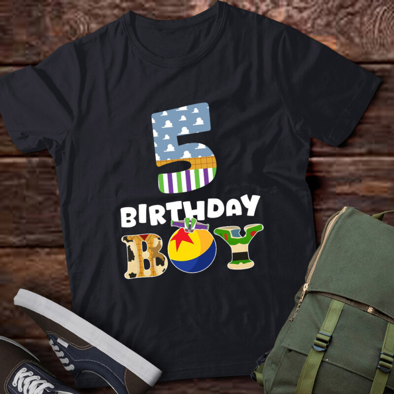 Toy Funny 5th Birthday Story Boy 5 Year Old B-day Party T-Shirt ltsp