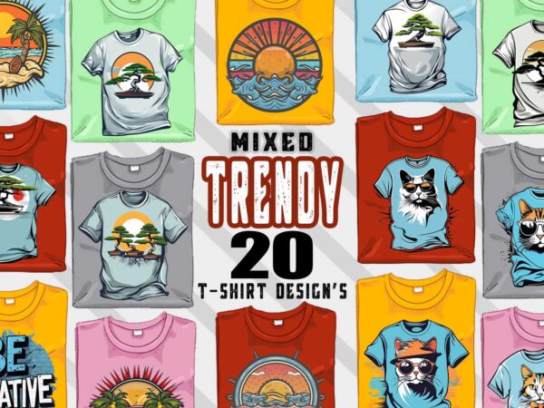 20 retro trendy mixed niches t-shirt illustration clipart bundle for trendy t-shirt design