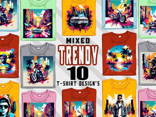 Vintage trendy mixed niches 10 illustration t-shirt clipart bundle