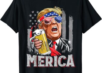 Trump MERICA Make 4th of July Great Again Men Drinking Beer T-Shirt
