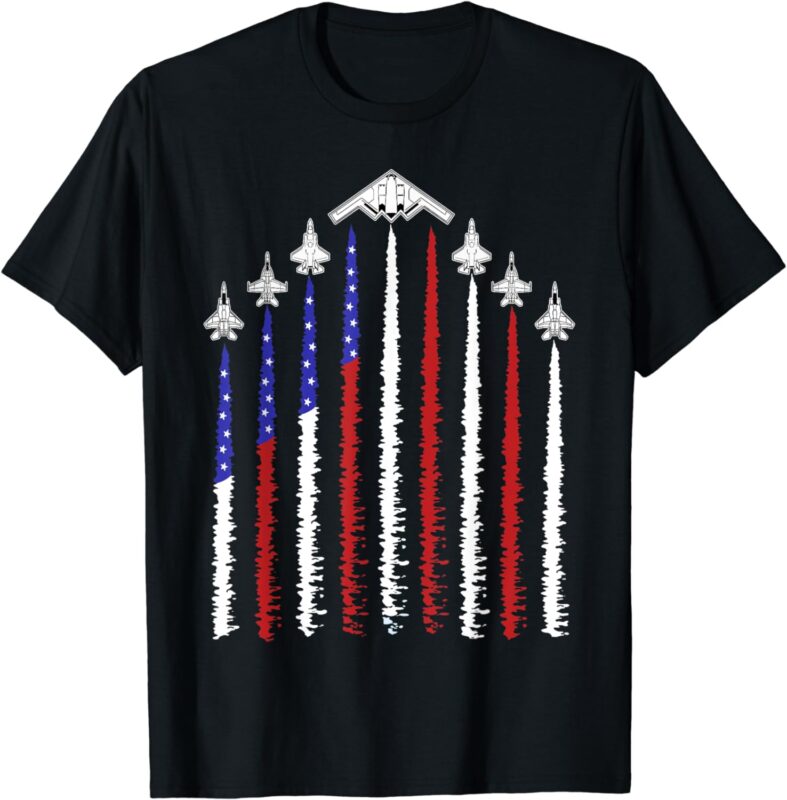 USA Fighter Jets 4th of July Men Women Kids Funny Patriotic T-Shirt