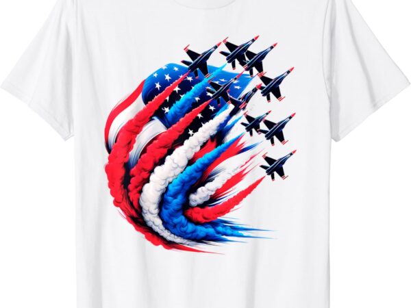 Usa flag sky formation 4th july air show military airplanes t-shirt