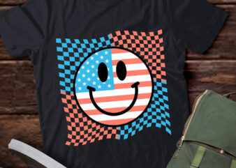 USA Smiley Checkerboard, Red White and Blue, 4 of July , Retro Smiley Face, USA Patriotic, America LTSD t shirt vector graphic