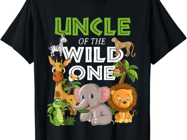 Uncle of the wild one zoo birthday safari jungle animal t-shirt