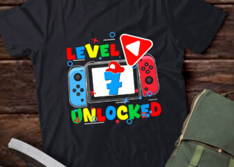 Unlocked Gamer 7th Birthday Gift Video Game 7yr Boys T-Shirt ltsp
