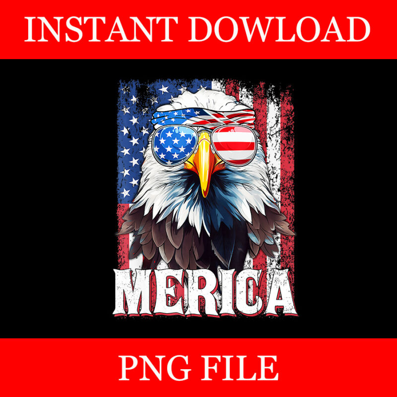 Merica Patriotic USA Eagle Of Freedom PNG, Eagle 4th of July PNG