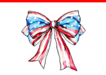 Coquette American Girly 4th of July American Flag Bow PNG