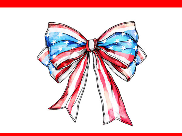 Coquette american girly 4th of july american flag bow png t shirt vector file