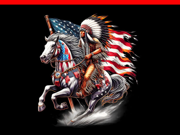 Native american day flag indian riding horse 4th of july png T shirt vector artwork