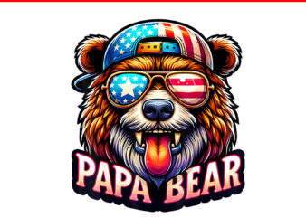 Papa Bear Flag PNG, Beer Best Dad PNG, Papa Bear 4TH Of July PNG t shirt illustration