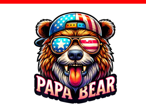 Papa bear flag png, beer best dad png, papa bear 4th of july png t shirt illustration