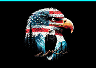 Bald Eagle American Flag Red White Blue PNG, Eagle 4TH Of July PNG t shirt template
