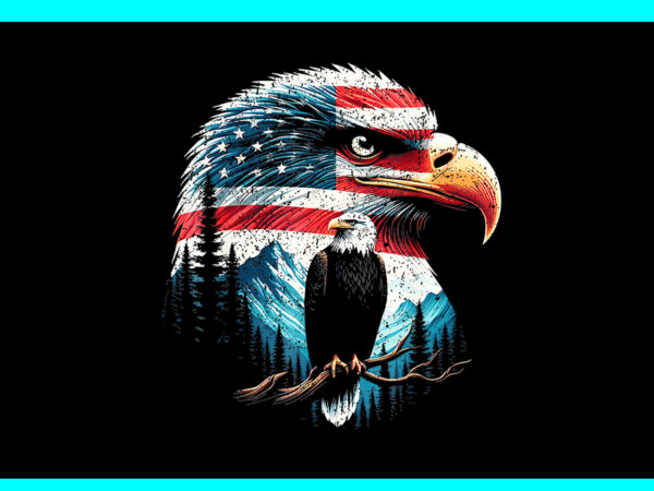 Bald eagle american flag red white blue png, eagle 4th of july png t shirt template