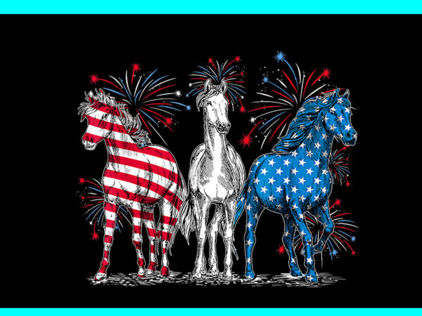 Horse 4th of july png, horse red white and blue american flag png graphic t shirt