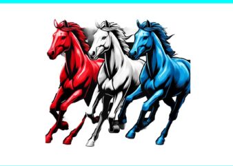 Horse 4th Of July PNG, Horse Red White And Blue American Flag PNG graphic t shirt