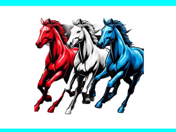 Horse 4th of july png, horse red white and blue american flag png graphic t shirt