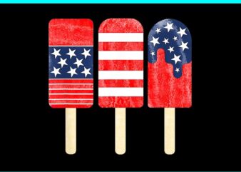 4th Of July Popsicle White Red Blue American Flag PNG, Icream 4th Of July PNG
