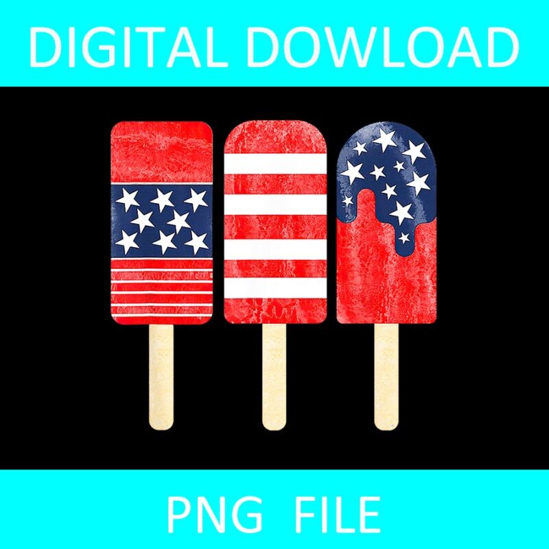 4th Of July Popsicle White Red Blue American Flag PNG, Icream 4th Of July PNG