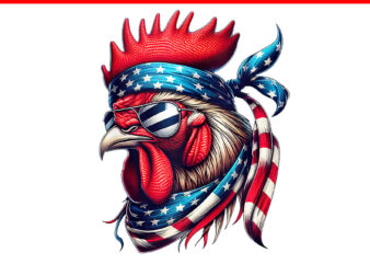 Chicken American USA Flag Sunglasses PNG, 4th Of July Chicken PNG t shirt vector file