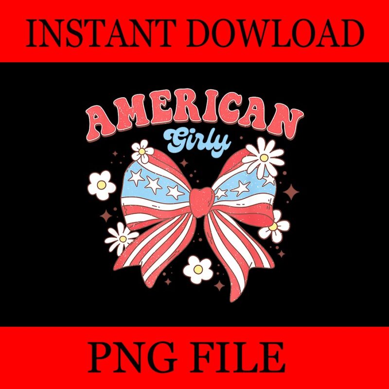 American Girl Girly Coquette PNG, Coquette Bow PNG, Coquette 4th of July PNG