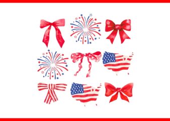 Coquette Bow 4th Of July USA PNG, Coquette Bow PNG, Independence Day PNG