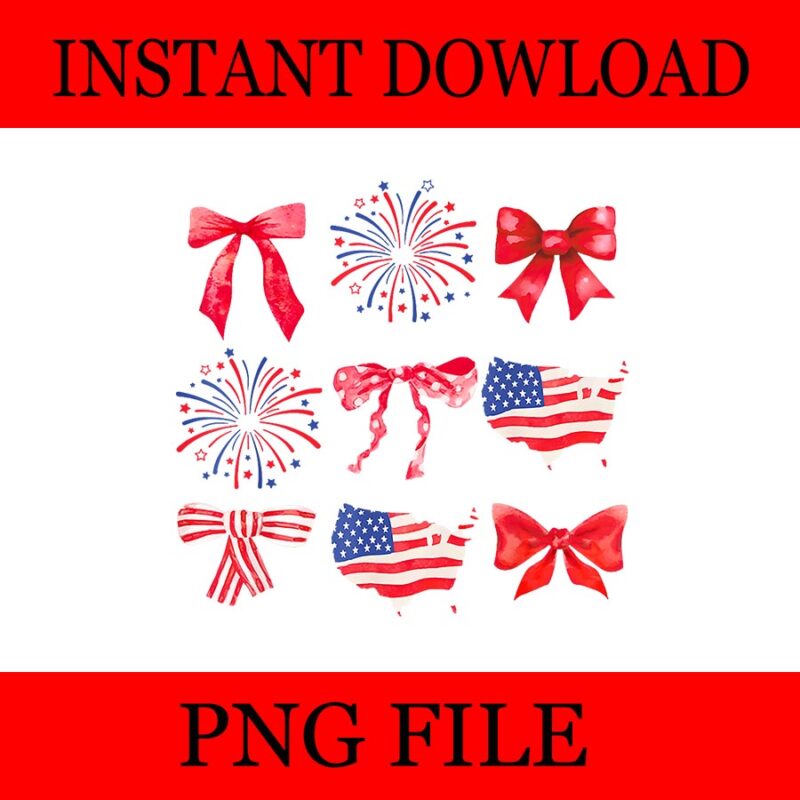 Coquette Bow 4th Of July USA PNG, Coquette Bow PNG, Independence Day PNG