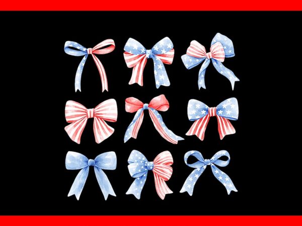 July 4th patriotic coquette girly girl american flag bows vector clipart