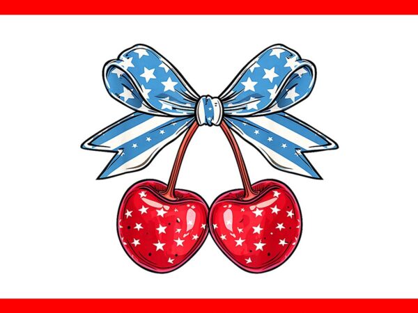 Trendy cherry coquette bow png, coquette bow 4th of july png t shirt designs for sale